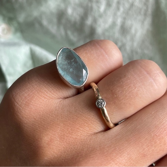 Aquamarine Slice Ring Sterling Silver - Emily Rose Gems - Picture 6 of 6
